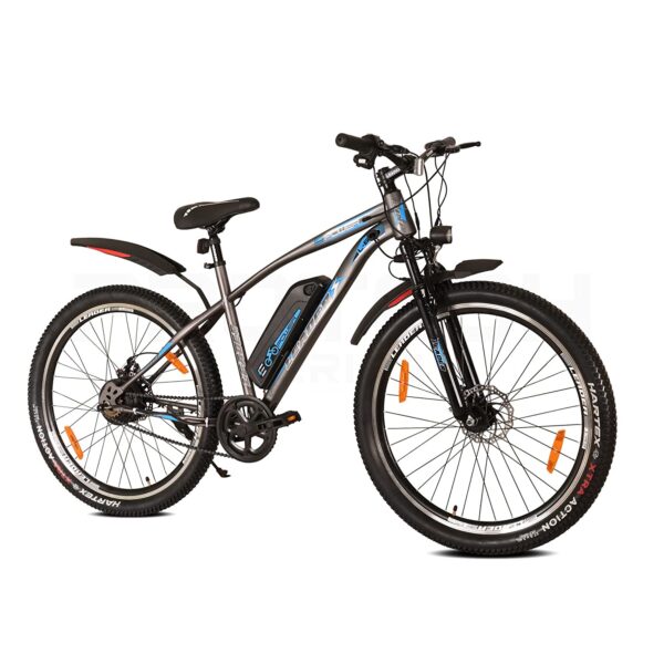 LEADER E-Power L6 27.5T Electric Cycle with Front Suspension & Dual DISC Brake - Grey/Black. Ideal for 12 + Years